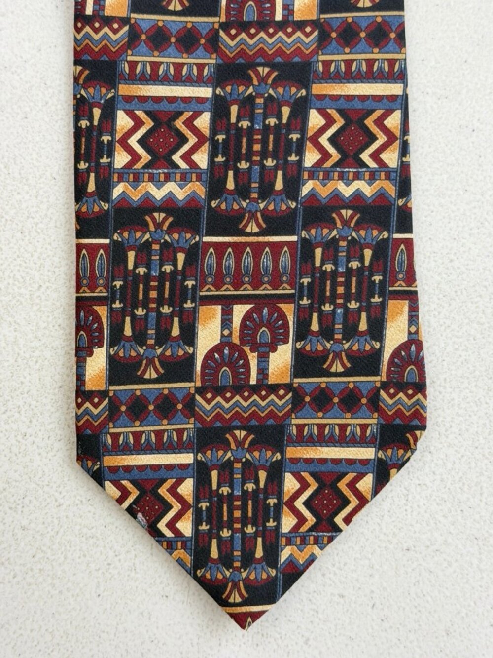 Vintage Egyptian Revival Art Print Silk Tie 90s Metropolitan Museum Necktie
